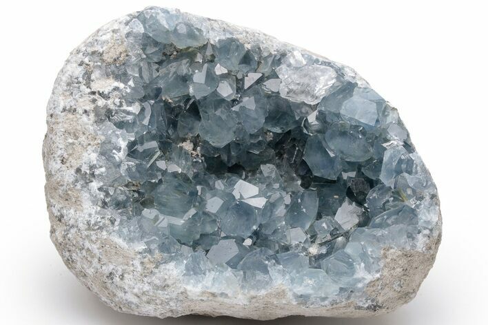 Sparkly Celestine (Celestite) Geode - Deep Blue Crystals #229009